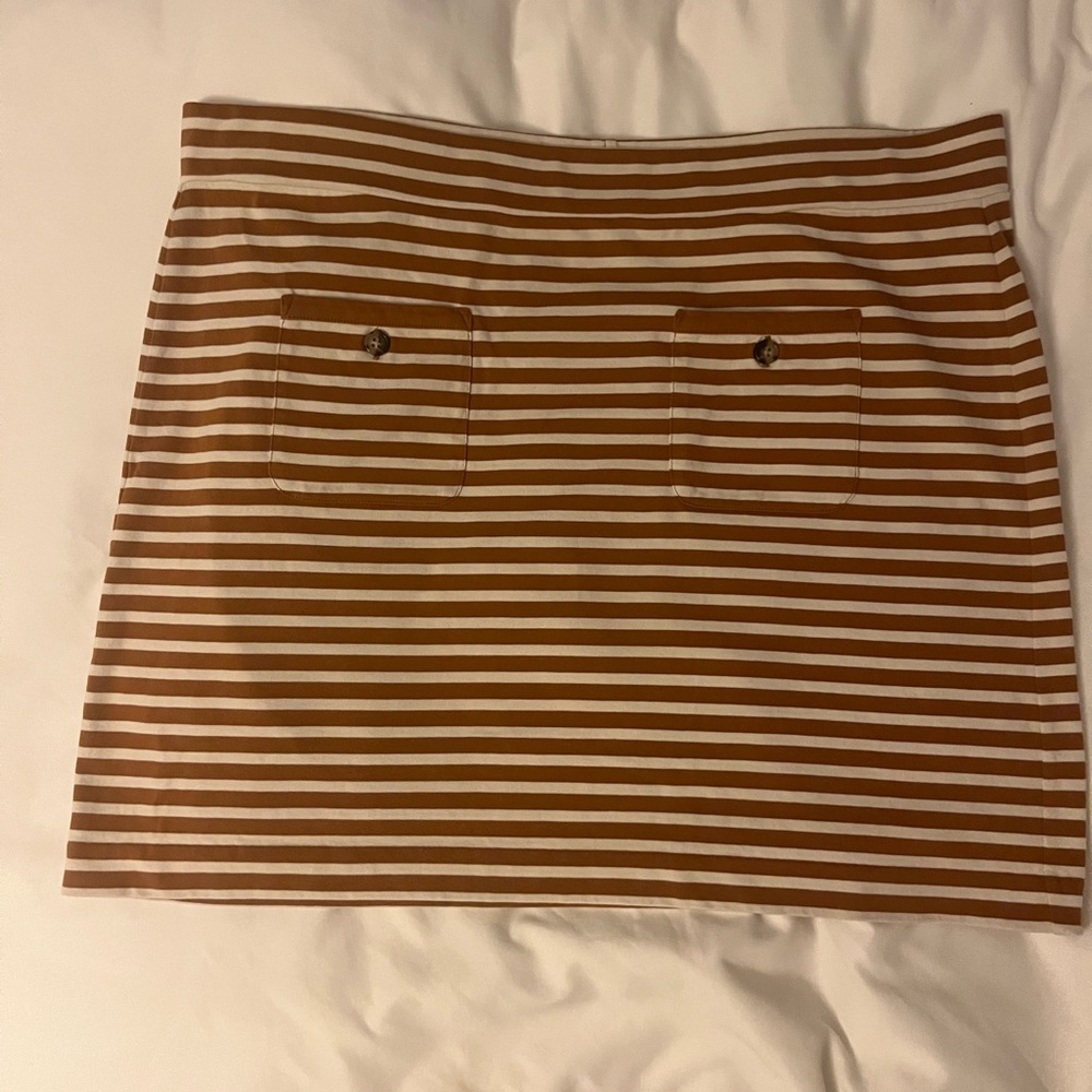 J. Crew Brown and White Striped Mini Skirt